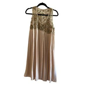 Vintage Anthropologie Silk and Tulle Beaded Sleeveless Dress SZ L